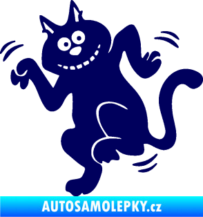 Samolepka Veselá kočka levá tmavě modrá