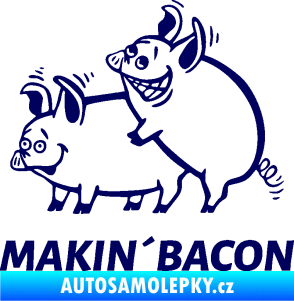 Samolepka Veselá prasátka makin bacon levá tmavě modrá