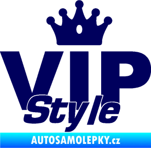 Samolepka VIP styl nápis s korunkou tmavě modrá