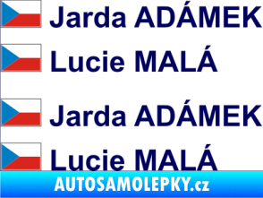 Samolepka Vlajka ČR se jménem tmavě modrá