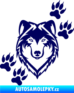 Samolepka Vlk 023 pravá tmavě modrá