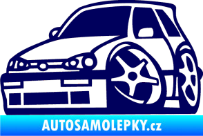 Samolepka VW Golf 3 karikatura levá tmavě modrá