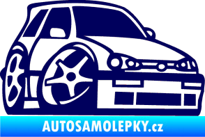 Samolepka VW Golf 3 karikatura pravá tmavě modrá