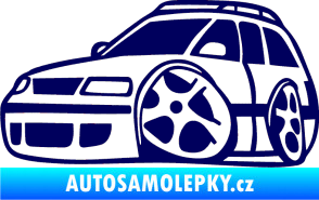 Samolepka VW Passat b6 karikatura levá tmavě modrá
