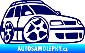 Samolepka VW Passat b6 karikatura pravá tmavě modrá