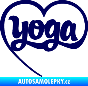 Samolepka Yoga nápis v srdíčku tmavě modrá