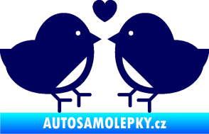 Samolepka Zamilovaní ptáčci 001 se srdíčkem tmavě modrá