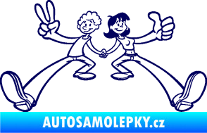 Samolepka Zamilovaný pár  tmavě modrá