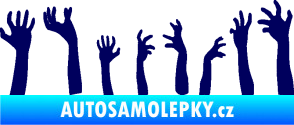 Samolepka Zombie 002 pravá mrtví vylézají z hrobu tmavě modrá