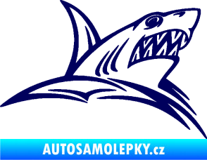 Samolepka Žralok 020 pravá v moři tmavě modrá