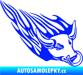 Samolepka Animal flames 010 pravá býk s kruhem modrá dynamic