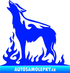 Samolepka Animal flames 066 levá vyjící vlk modrá dynamic