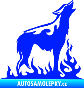 Samolepka Animal flames 066 pravá vyjící vlk modrá dynamic