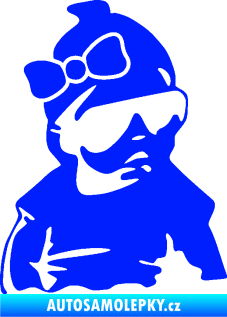 Samolepka Baby on board 001 pravá miminko s brýlemi a s mašlí modrá dynamic