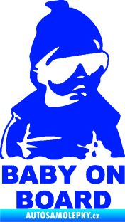 Samolepka Baby on board 002 pravá s textem miminko s brýlemi modrá dynamic