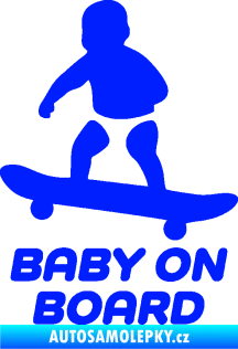 Samolepka Baby on board 008 levá skateboard modrá dynamic
