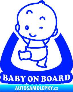 Samolepka Baby on board 011 levá s nápisem modrá dynamic