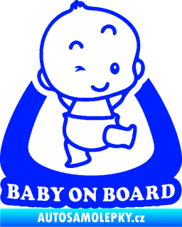 Samolepka Baby on board 011 pravá s nápisem modrá dynamic