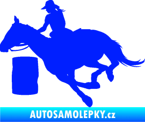 Samolepka Barrel racing 001 levá cowgirl rodeo modrá dynamic