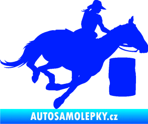 Samolepka Barrel racing 001 pravá cowgirl rodeo modrá dynamic