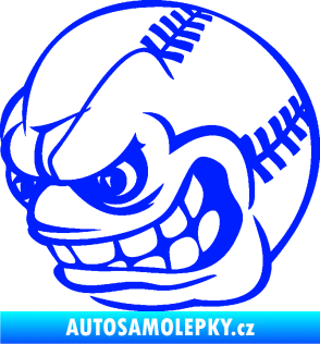 Samolepka Baseballový míček 001 levá s obličejem modrá dynamic