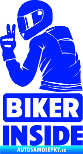 Samolepka Biker inside 003 levá motorkář modrá dynamic