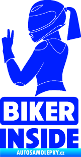 Samolepka Biker inside 004 levá motorkářka modrá dynamic