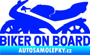 Samolepka Biker on board levá motorka modrá dynamic