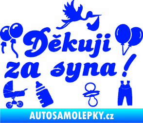 Samolepka Děkuji za syna nápis dítě v autě modrá dynamic