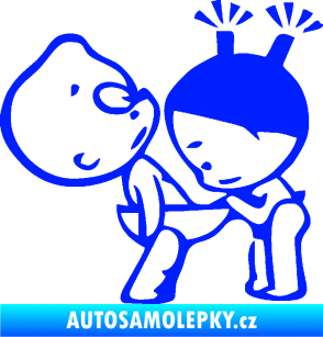 Samolepka Děti kuk do kalhot pravá modrá dynamic