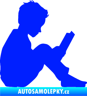 Samolepka Děti silueta 002 pravá chlapec s knížkou modrá dynamic