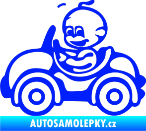 Samolepka Dítě v autě 041 levá chlapeček v autíčku modrá dynamic