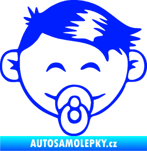 Samolepka Dítě v autě 049 pravá kluk s dudlíkem modrá dynamic