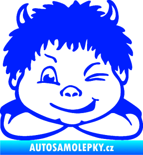 Samolepka Dítě v autě 055 levá kluk čertík modrá dynamic