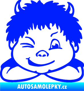 Samolepka Dítě v autě 055 pravá kluk čertík modrá dynamic