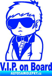 Samolepka Dítě v autě 058 s textem chlapec s brýlemi modrá dynamic