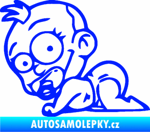 Samolepka Dítě v autě 067 levá lezoucí miminko modrá dynamic