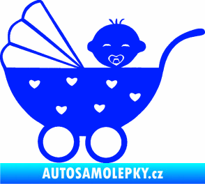Samolepka Dítě v autě 070 levá kočárek s miminkem modrá dynamic