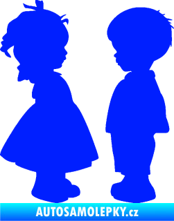 Samolepka Dítě v autě 071 levá holčička s chlapečkem sourozenci modrá dynamic