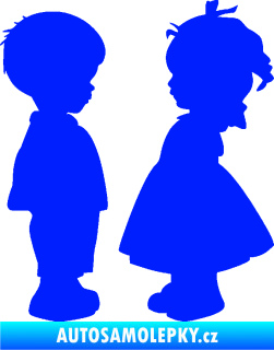 Samolepka Dítě v autě 071 pravá holčička s chlapečkem sourozenci modrá dynamic