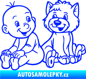 Samolepka Dítě v autě 087 levá chlapeček s pejskem modrá dynamic