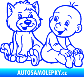 Samolepka Dítě v autě 087 pravá chlapeček s pejskem modrá dynamic