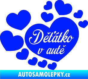 Samolepka Dítě v autě 092 nápis děťátko v autě se srdíčky modrá dynamic