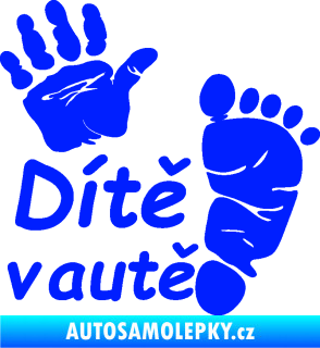 Samolepka Dítě v autě 094 levá ručička a nožička s nápisem modrá dynamic