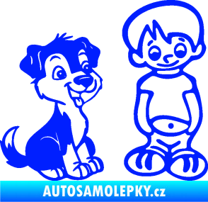 Samolepka Dítě v autě 100 pravá kluk a pes modrá dynamic