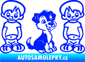Samolepka Dítě v autě 103 pravá dva kluci a pes modrá dynamic