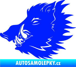 Samolepka Divoké prase 001 levá kanec hlava modrá dynamic