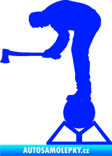 Samolepka Dřevorubec 004 levá sekera modrá dynamic