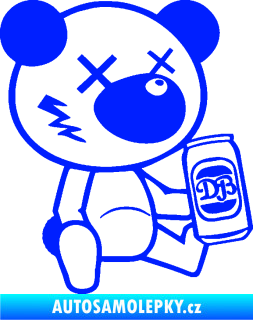 Samolepka Drunk bear 002 pravá medvěd s plechovkou modrá dynamic