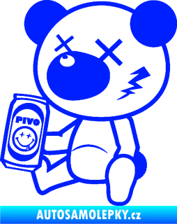 Samolepka Drunk bear 003 levá medvěd s pivem modrá dynamic
